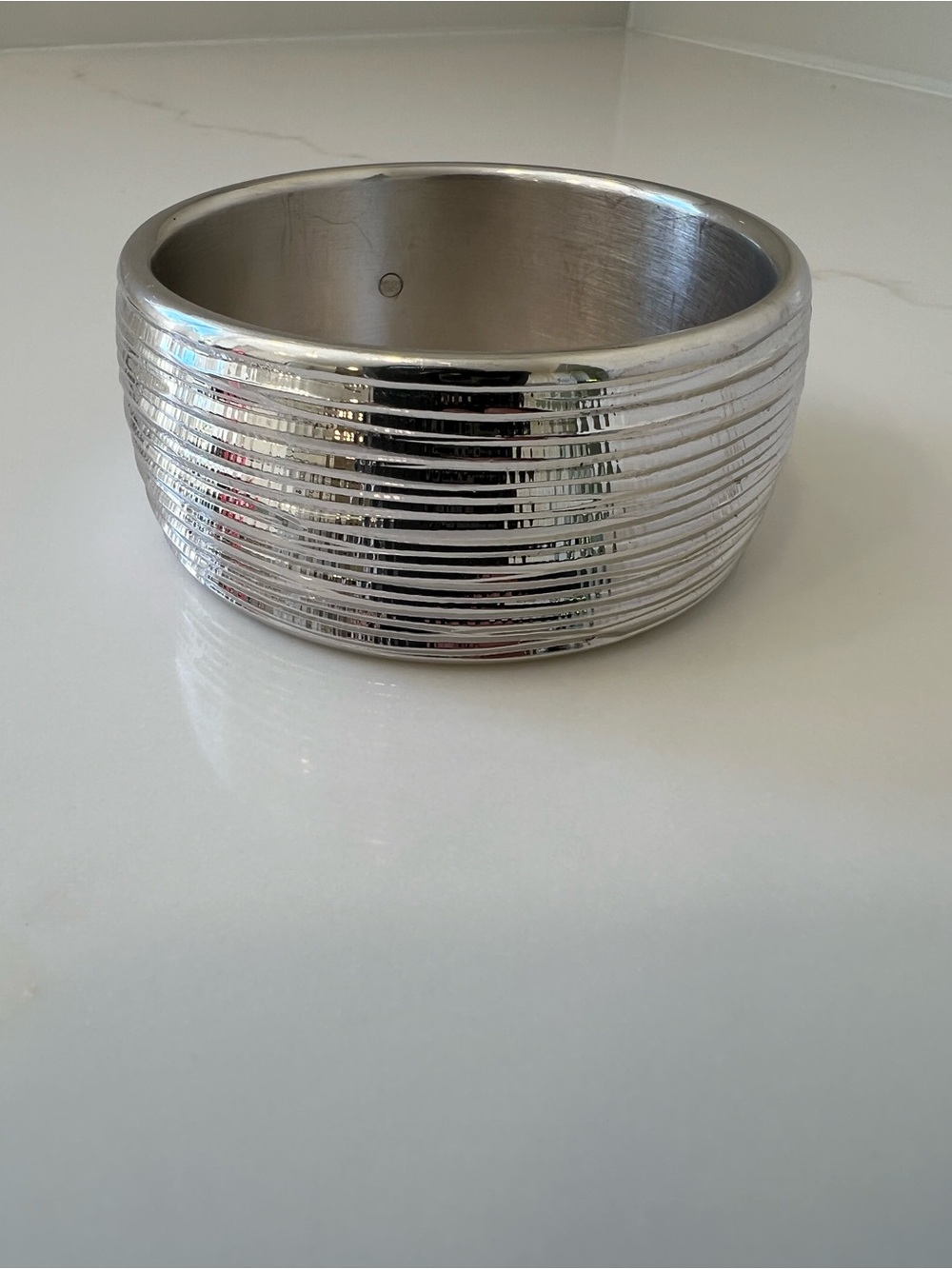 Milor BellaOro Textured Bold Bangle, 14K White Gold Over Resin